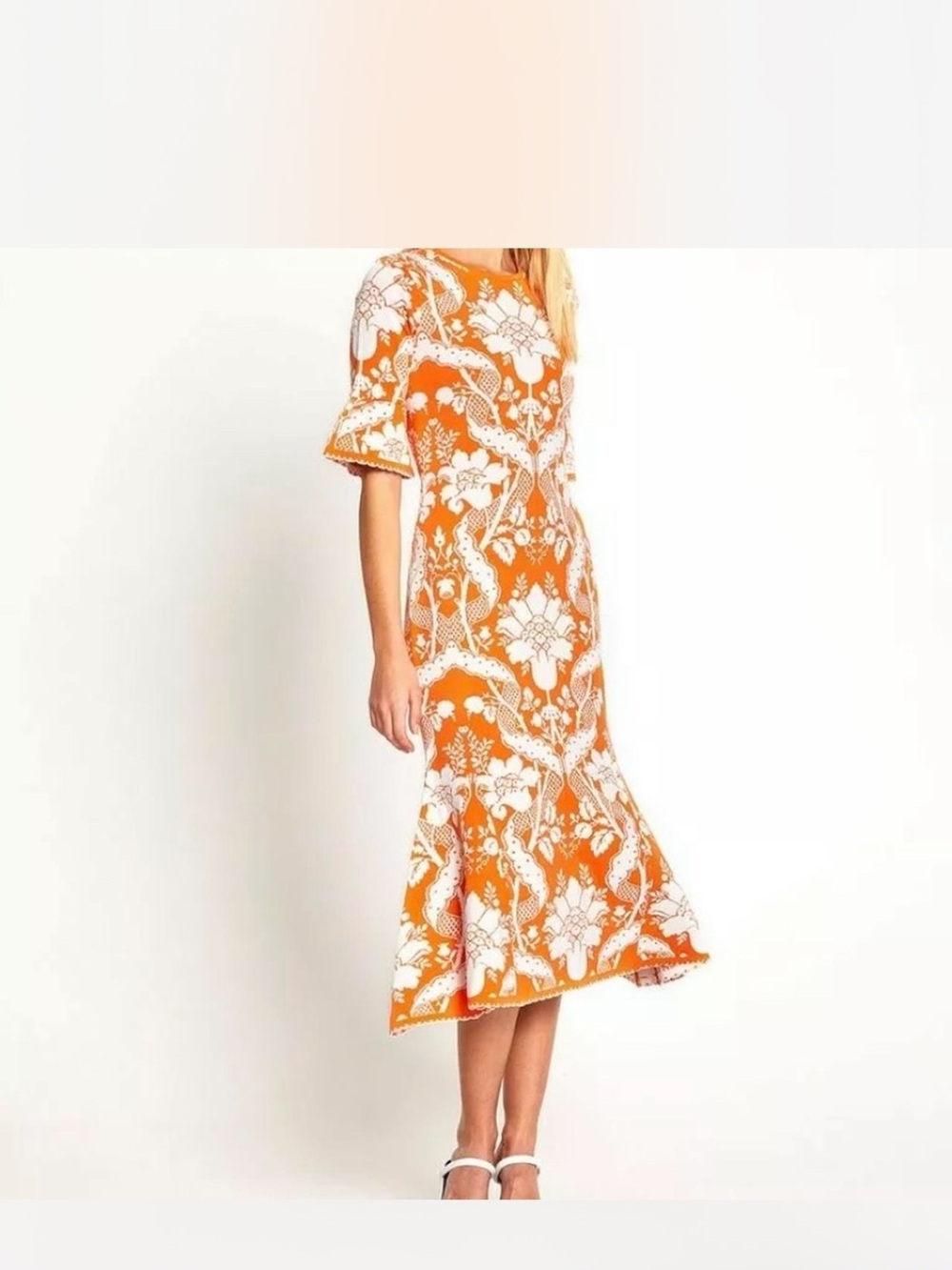 Alice McCall NWT Sittin Pretty Midi Mermaid Style Bold Orange Print US size 4 - Picture 5 of 16